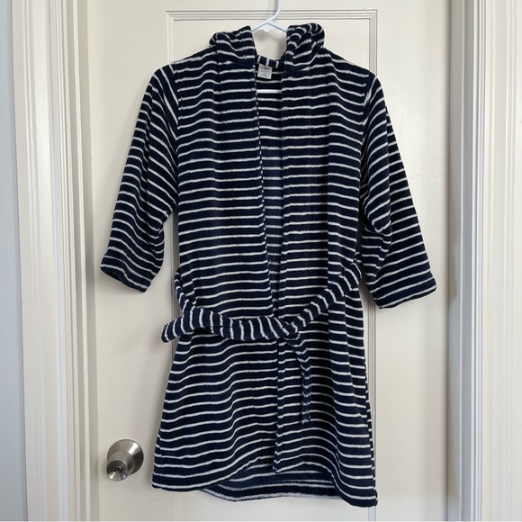 Tucker + Tate Kids Striped Robe with Sash Hooded Navy Blue White 7/8 - Picture 1 of 6